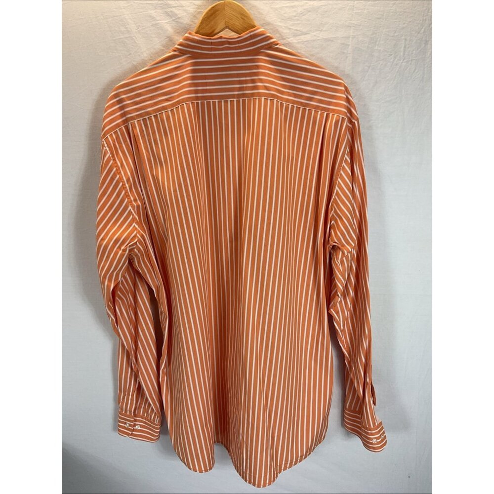Lacoste Shirt Mens 45 Extra Large Striped Orange Button Down Preppy Golf - Picture 3 of 11